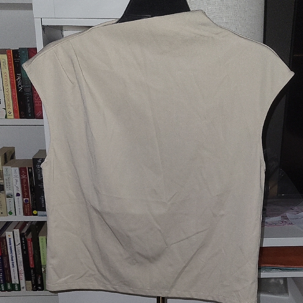 NWOT Mango Beige Blouse. Asymmetrical Neckline